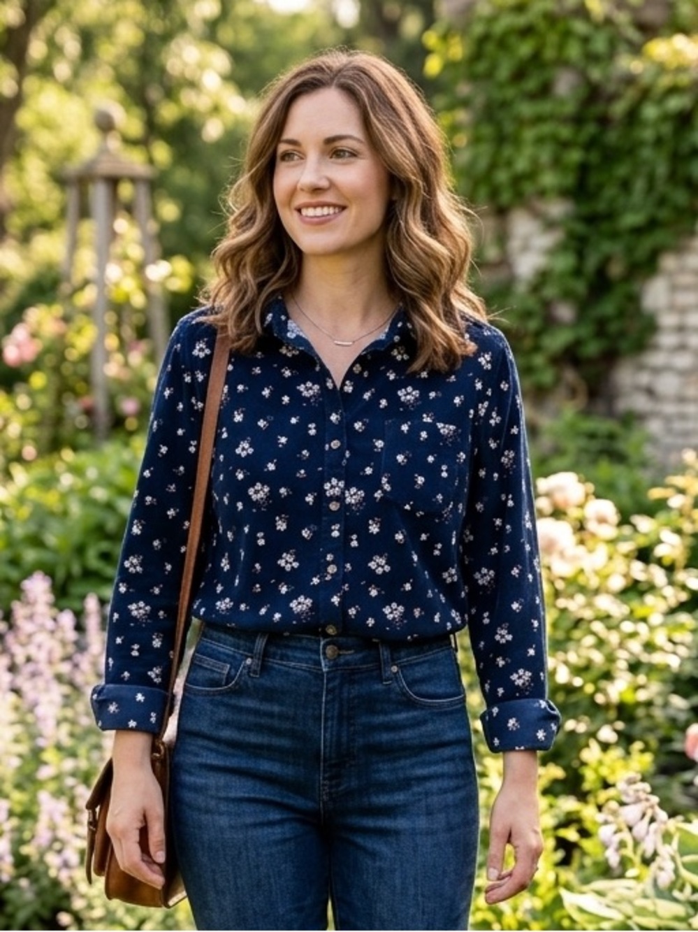 Take 50% OFF- Jachs Girlfriend Navy Floral Button-Up Shirt, Size- XXL